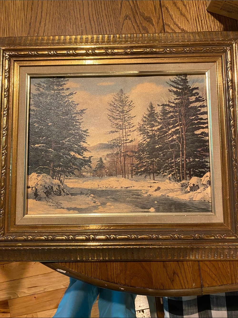 Carl Wuermer Gold Framed Winter Landscape Wall Art - Snowy Pine Scene